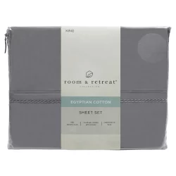 Home 500 Thread Count Egyptian Cotton Sheet Set, King, Frost Gray