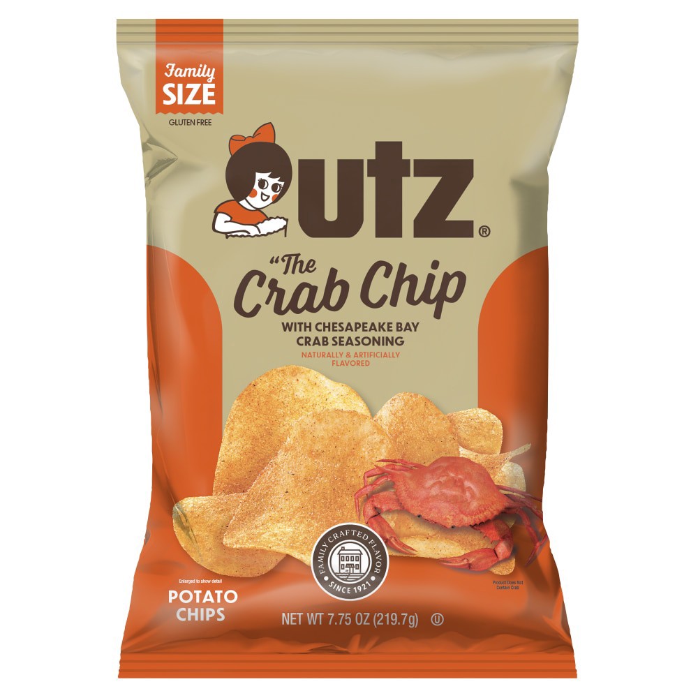 slide 1 of 2, Utz 7.75 oz Utz "The Crab Chip" Potato Chips, 7.75 oz