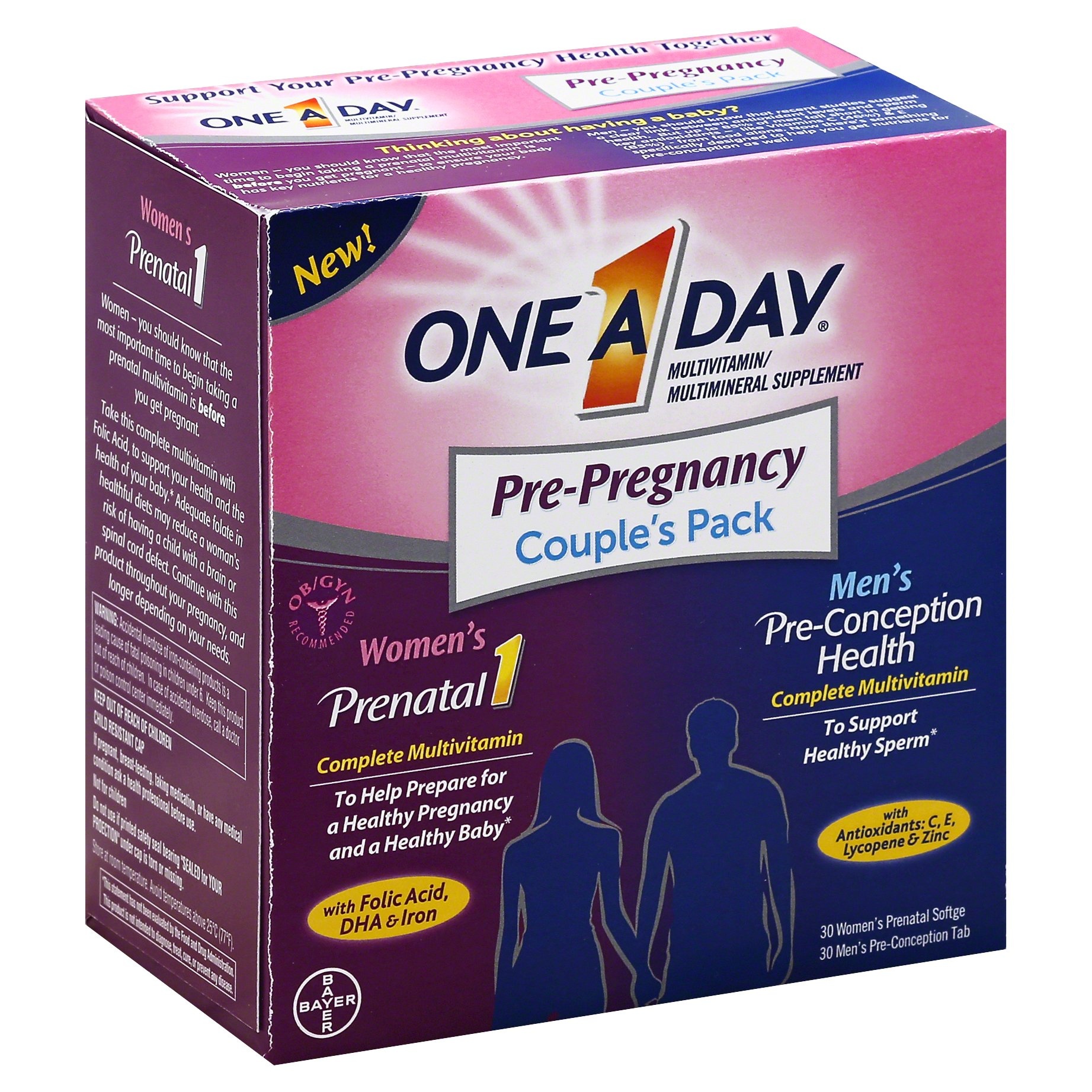 slide 1 of 1, One A Day Pre-pregnancy Couple's Pack Complete Multivitamin Softgels, 60 ct