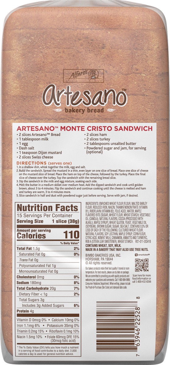 slide 10 of 11, Sara Lee Alfaro's Artesano Maple & Brown Sugar Bread ST 20 OZ, 20 oz
