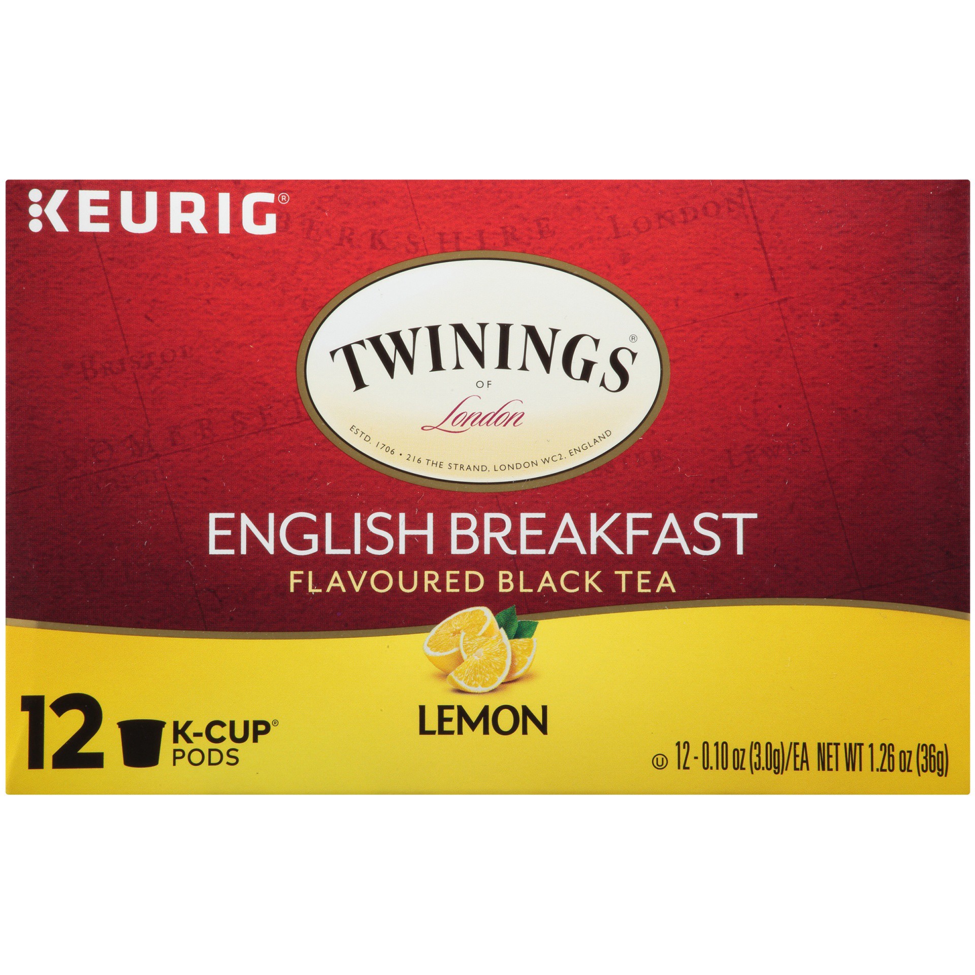 slide 7 of 7, Twinings Lemon English Breakfast Single Serve Tea K Cups - 1.26 oz, 1.26 oz