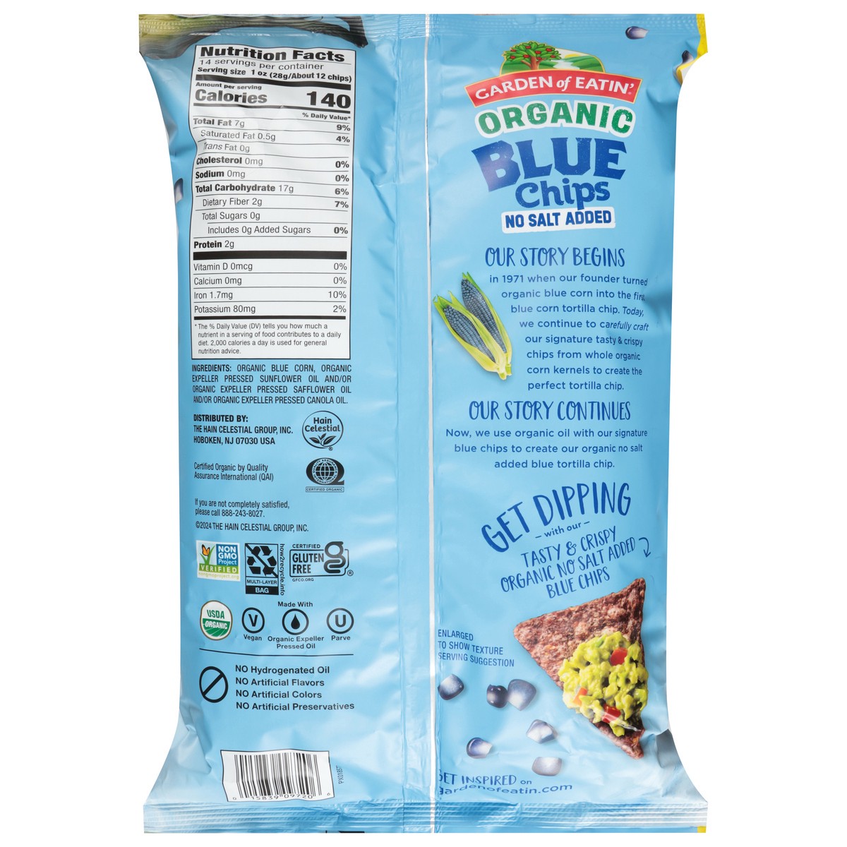 slide 12 of 12, Garden of Eatin' No Salt Added Organic Blue Corn Tortilla Chips 14 oz, 14 oz