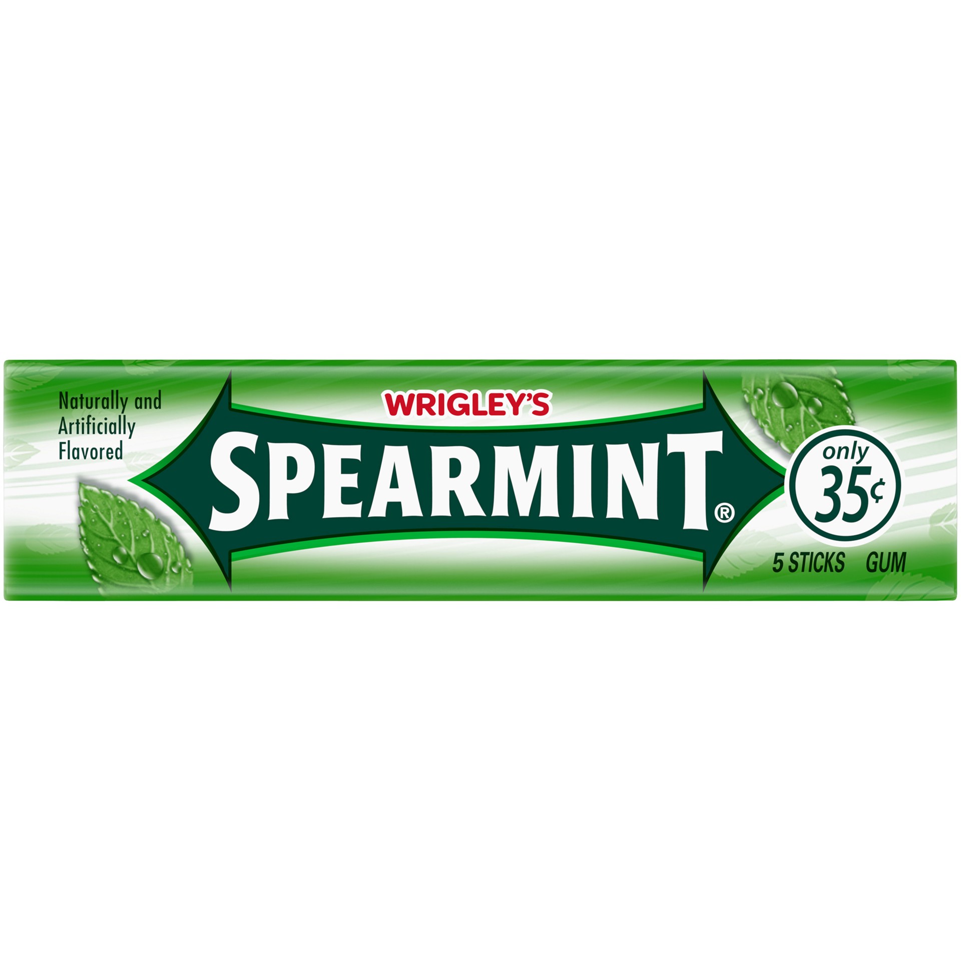 slide 1 of 5, WRIGLEY'S Spearmint Chewing Gum, Single Pack, 5 Stick Pack, 5 pc