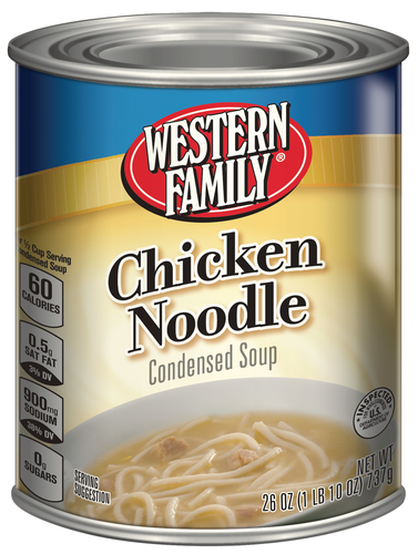 slide 1 of 1, Western Family Chicken Noodle Soup Family Size, 26 oz