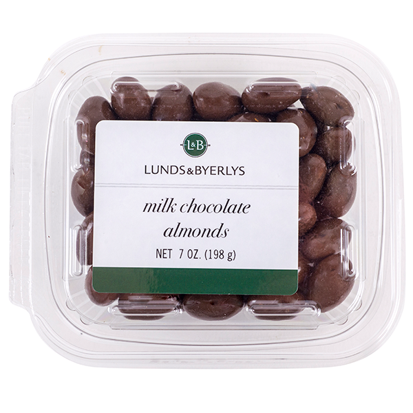 slide 1 of 1, L&B Milk Chocolate Almonds, 7 oz