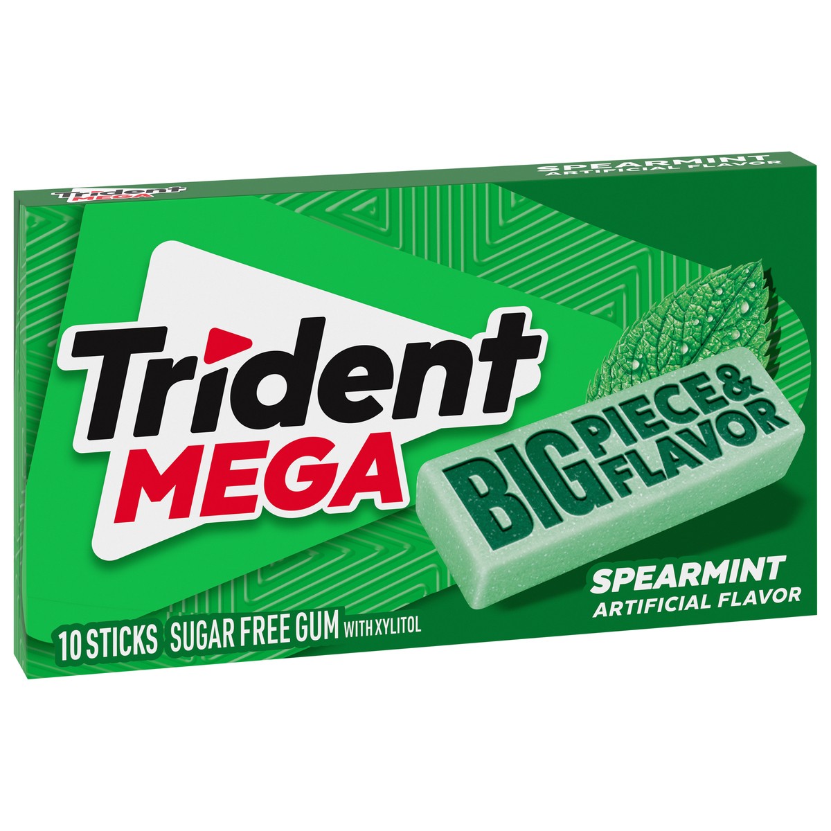 slide 11 of 11, Trident Mega Spearmint Sugar Free Gum, 10 Pieces, 0.07 lb