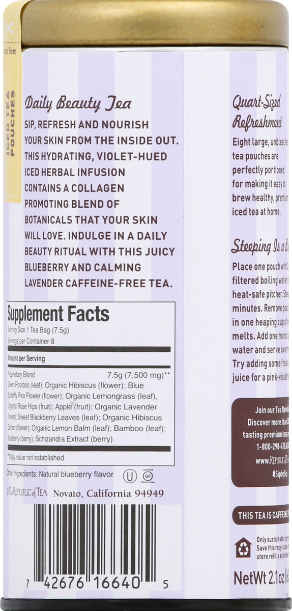 slide 2 of 9, The Republic of Tea Rep Tea Iced Blueb Lav, 1 ct