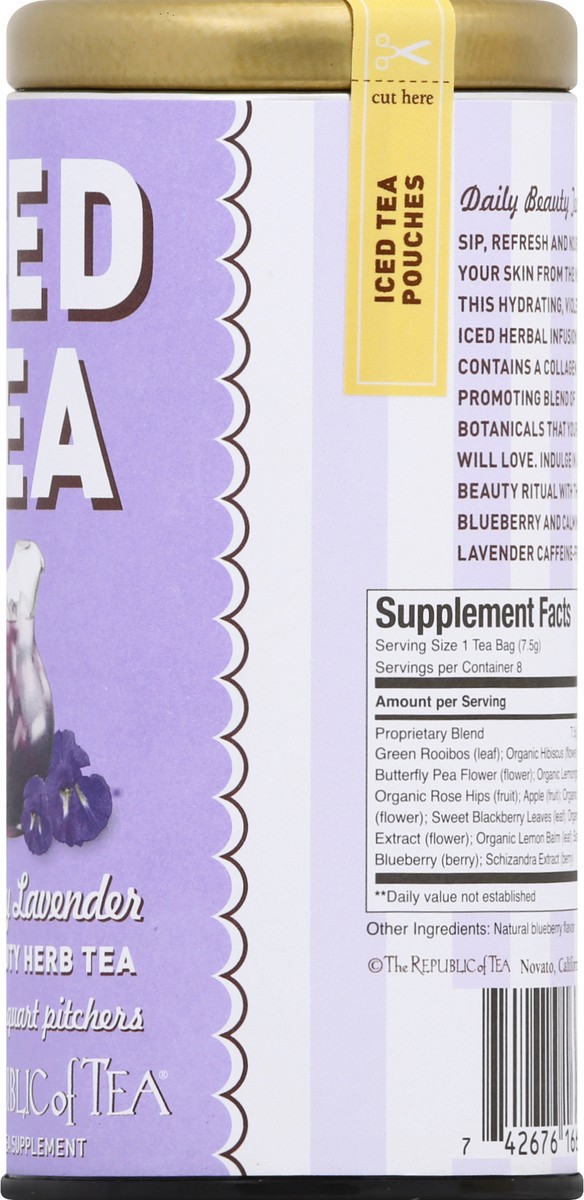 slide 3 of 9, The Republic of Tea Rep Tea Iced Blueb Lav, 1 ct