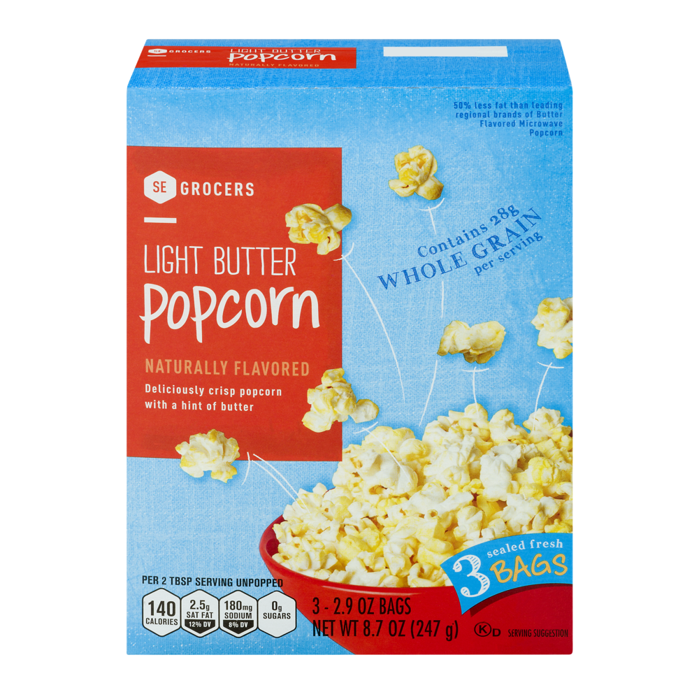 slide 1 of 1, SE Grocers Naturally Flavored Light Butter Popcorn, 3 ct