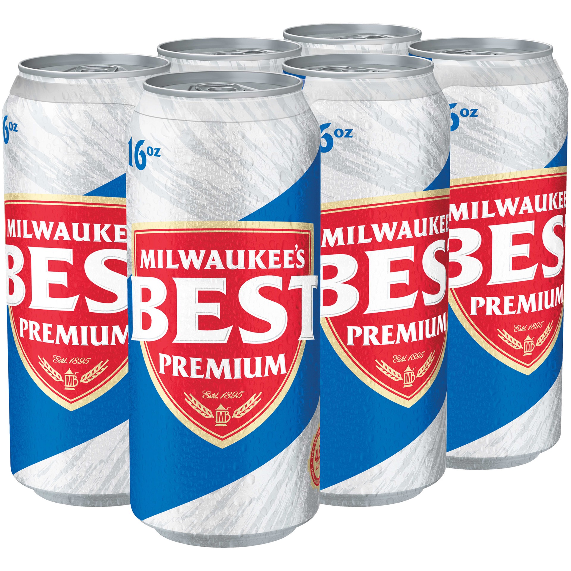 slide 2 of 2, Milwaukee's Best Premium Beer, American Lager, 6 Pack, 16 fl. oz. Cans, 4.8% ABV, 16 fl oz