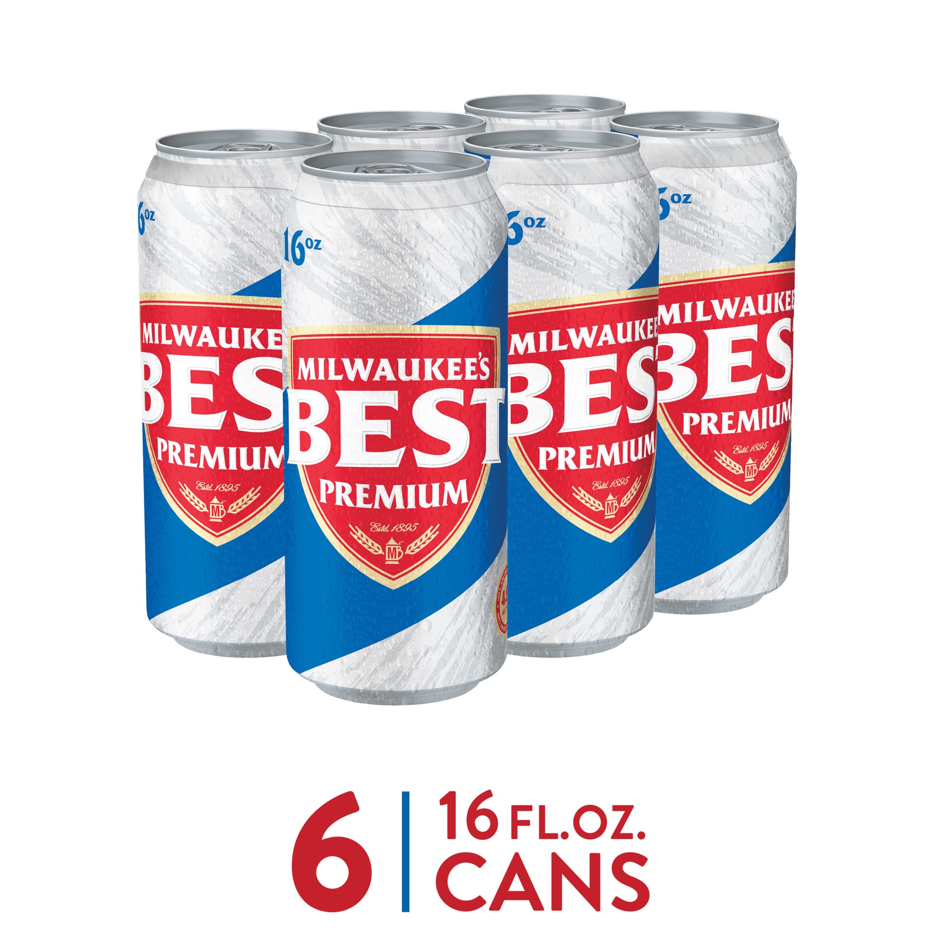 slide 1 of 2, Milwaukee's Best Premium Beer, American Lager, 6 Pack, 16 fl. oz. Cans, 4.8% ABV, 16 fl oz