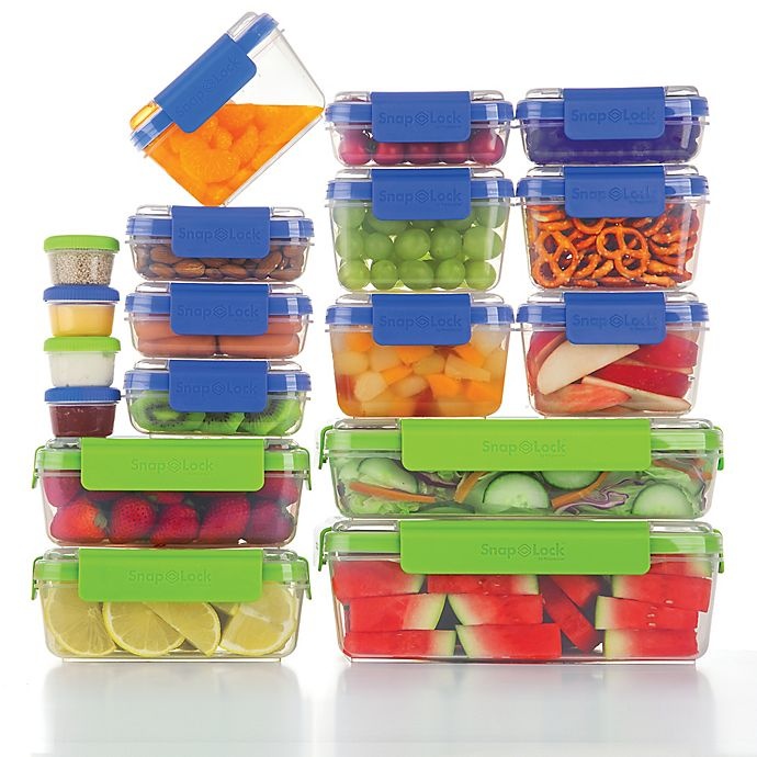 slide 1 of 3, Progressive SnapLock Food Container Set - Blue/Green, 36 ct