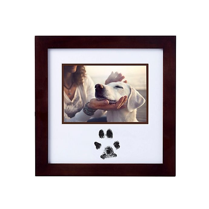 slide 1 of 6, Pearhead Pawprints Photo Frame and Clean-Touch Ink Pad Kit - Espresso, 4 in x 6 in