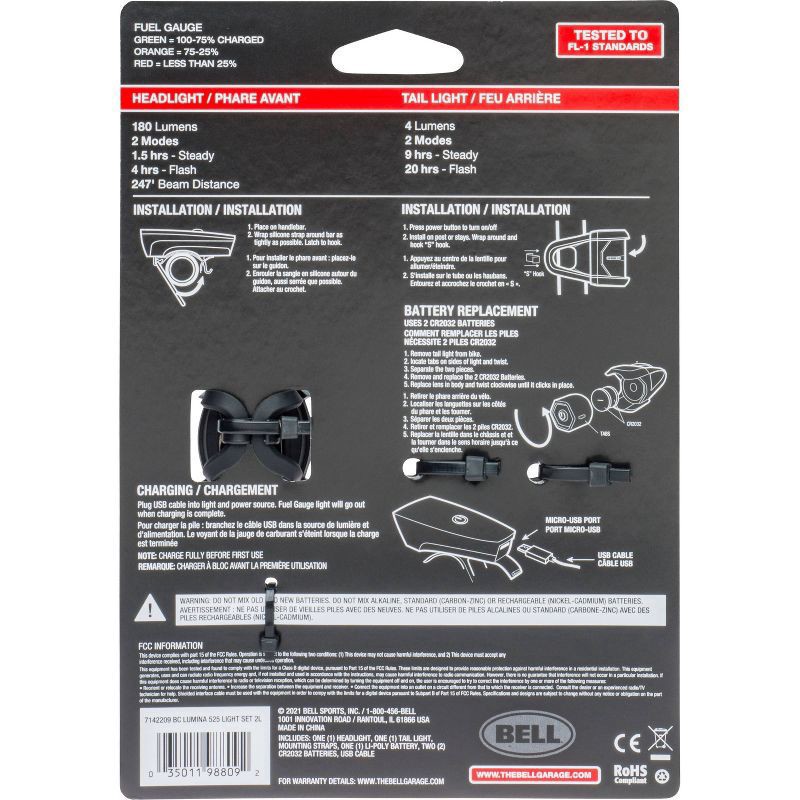 slide 10 of 10, Bell Lumina 525 LED Bike Light Set, 1 ct