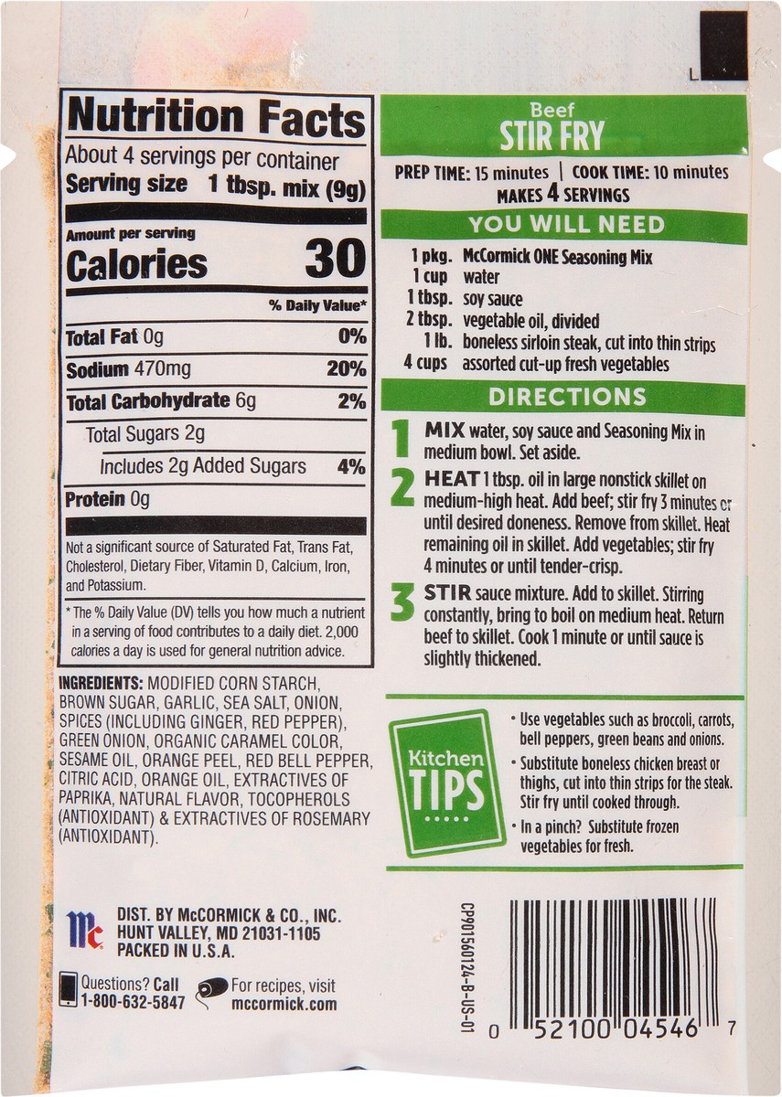 slide 3 of 10, McCormick ONE Beef Stir Fry Skillet Seasoning Mix - 1.25oz, 1.25 oz