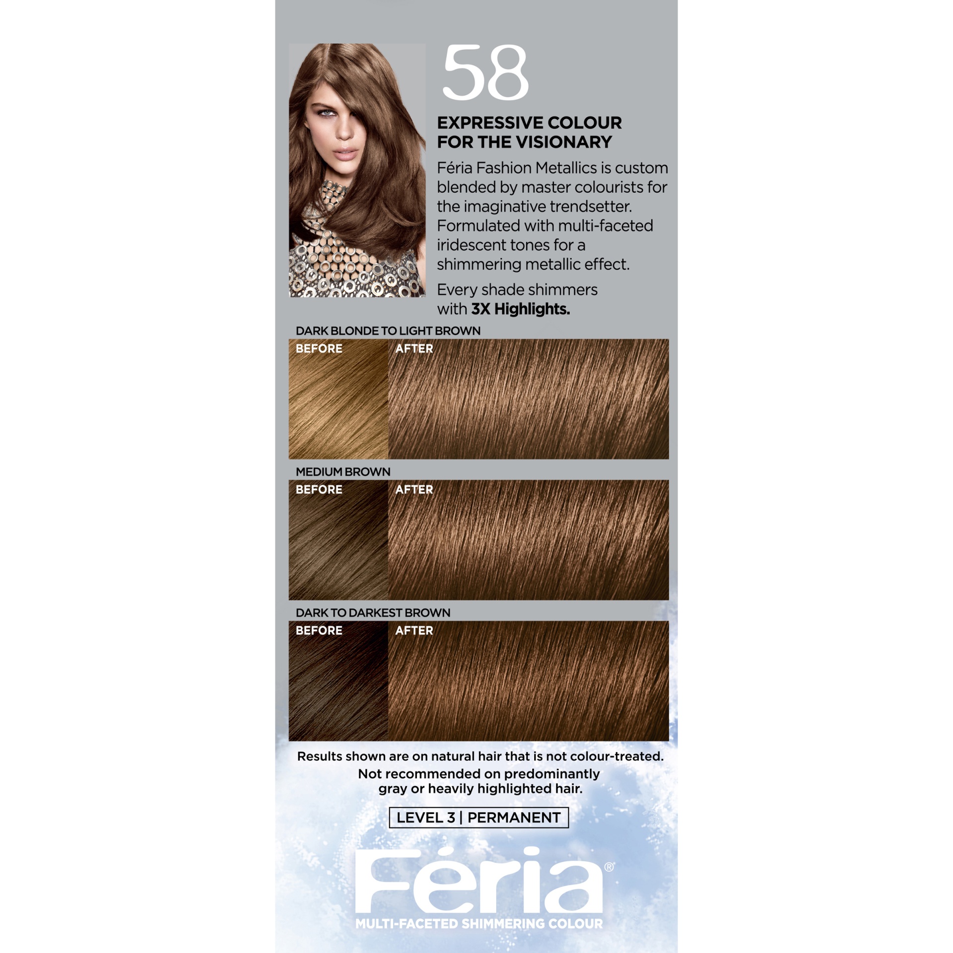 slide 5 of 8, L'Oréal Feria Multi-Faceted Shimmering Colour 58 Medium Golden Brown Hair Color, 1 ct