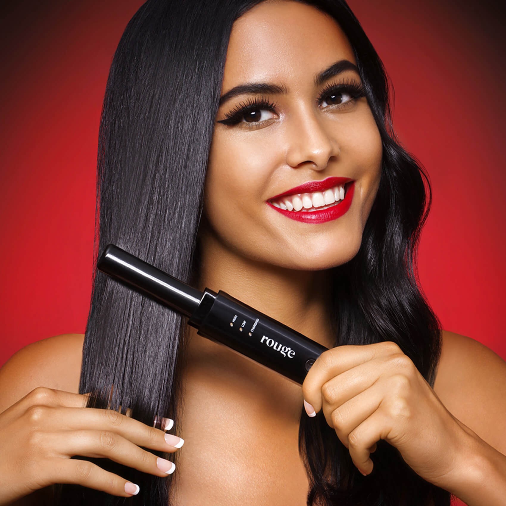 slide 5 of 5, KISS Cordless .75" Flat Iron, Black/Red, 1 cnt