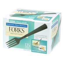 slide 1 of 1, Finesse Black Plastic Forks, 125 ct