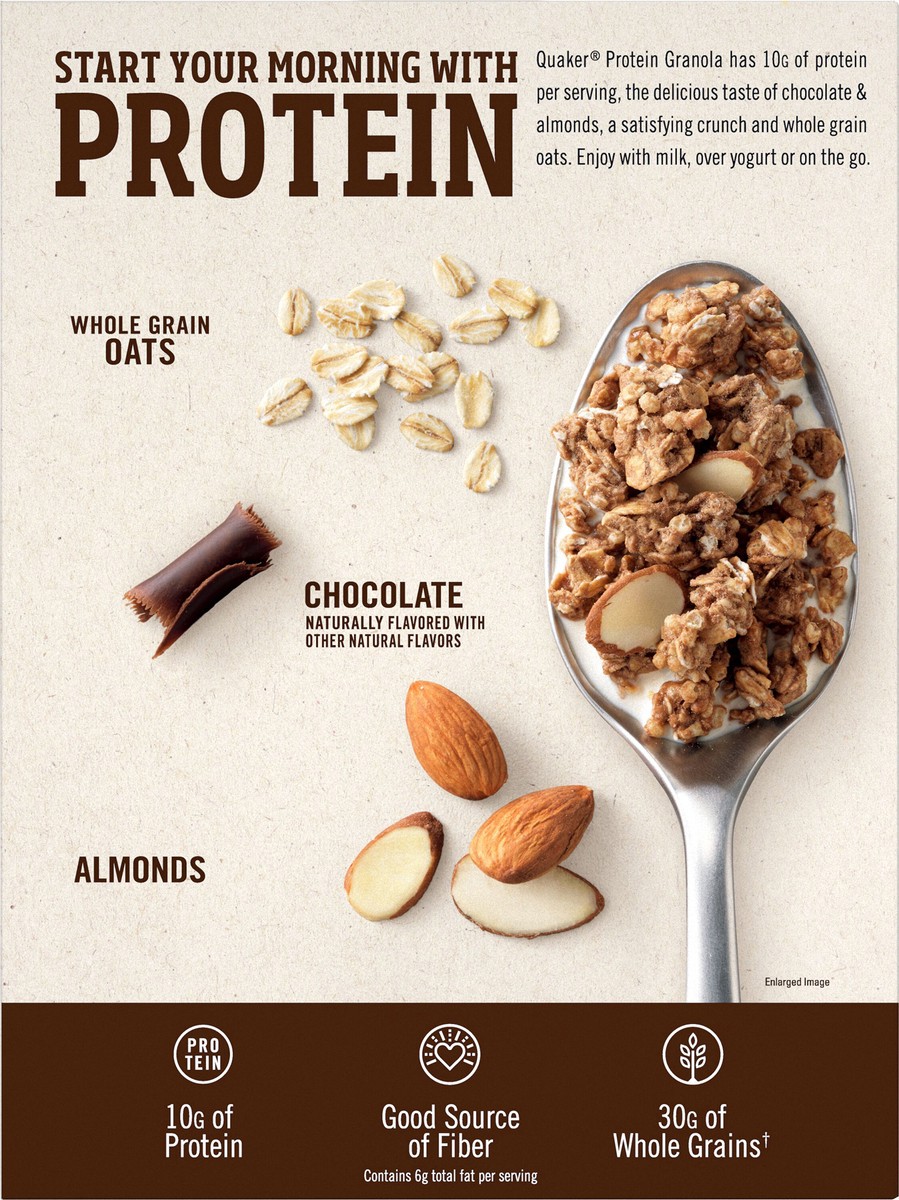 slide 2 of 6, Quaker Protein Granola, Chocolate & Almonds, Oats, 18 oz
