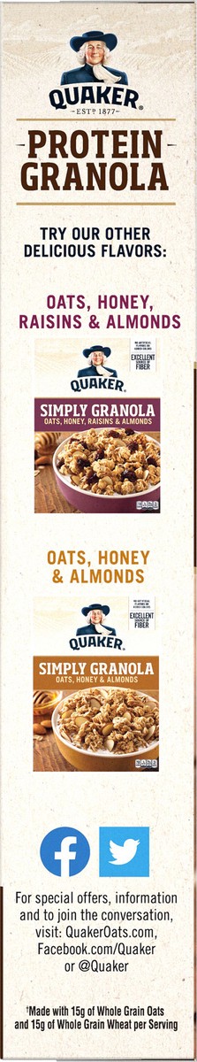 slide 3 of 6, Quaker Protein Granola, Chocolate & Almonds, Oats, 18 oz