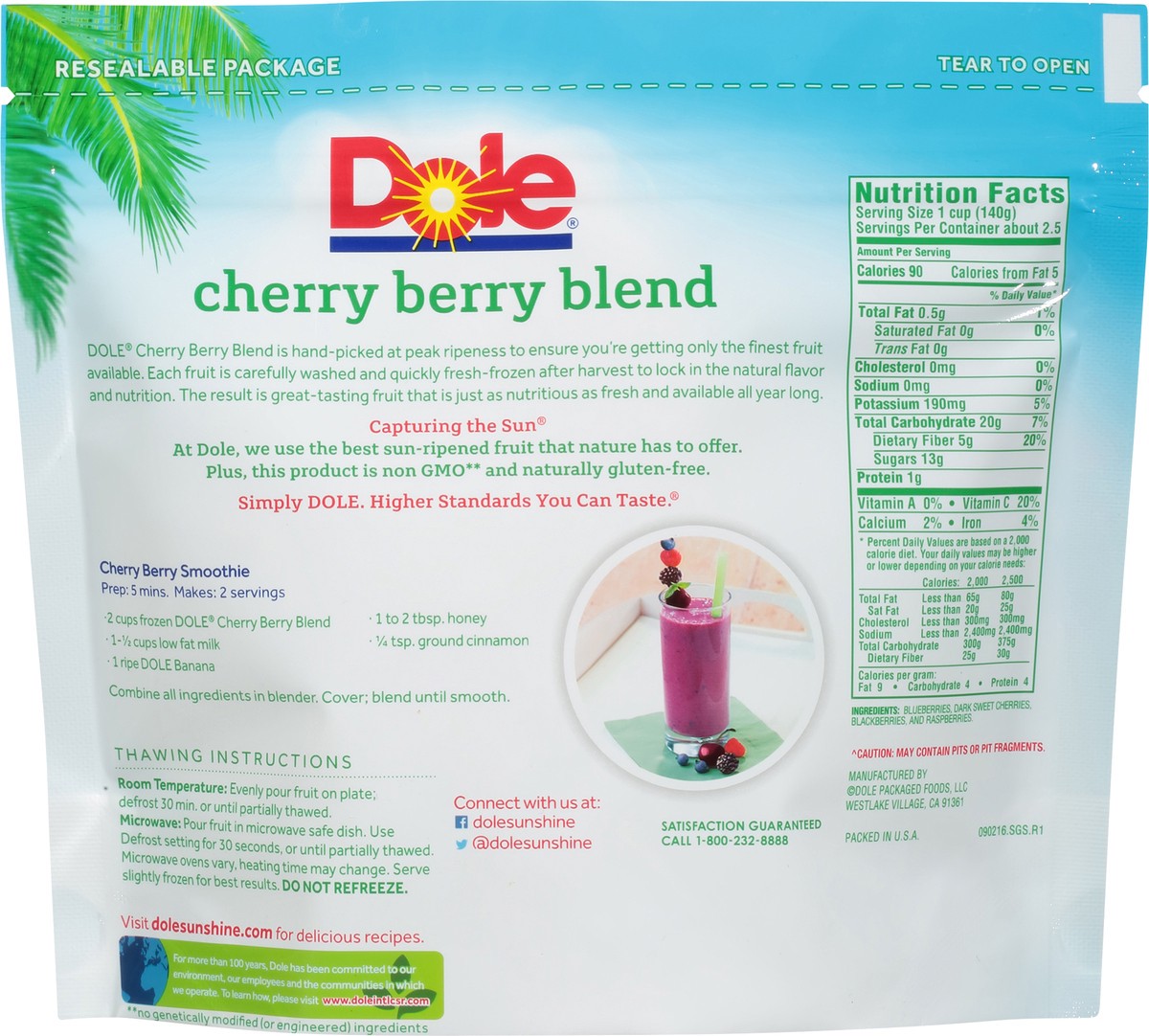 slide 6 of 7, DOLE Frozen Cherry Berry Blend, 12 Ounce Bag, 12 oz