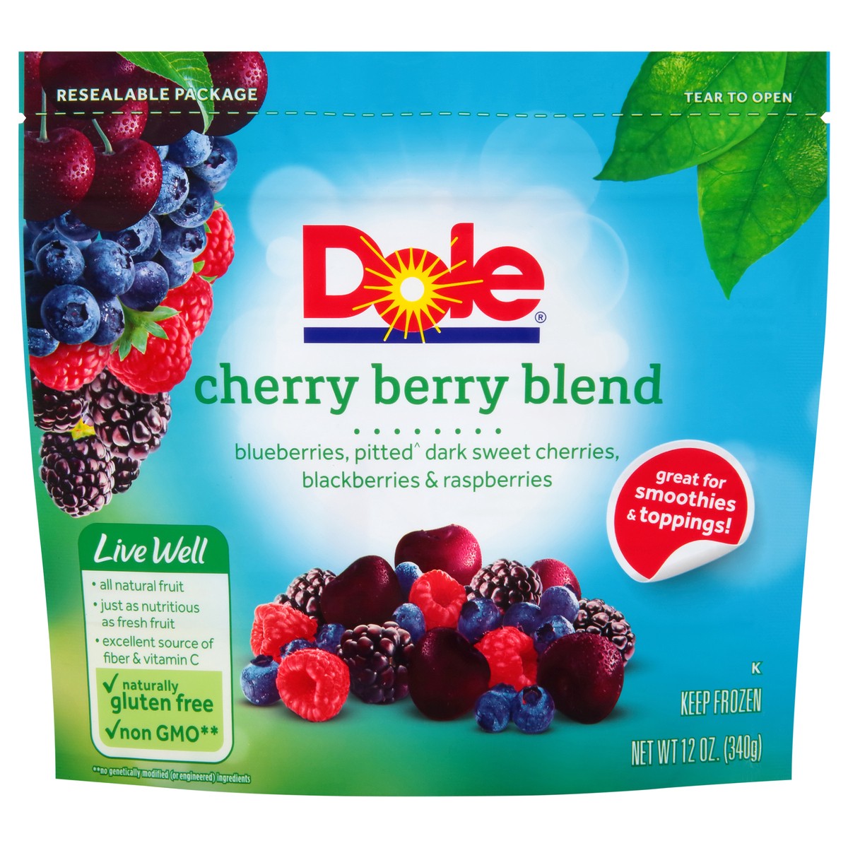 slide 7 of 7, DOLE Frozen Cherry Berry Blend, 12 Ounce Bag, 12 oz