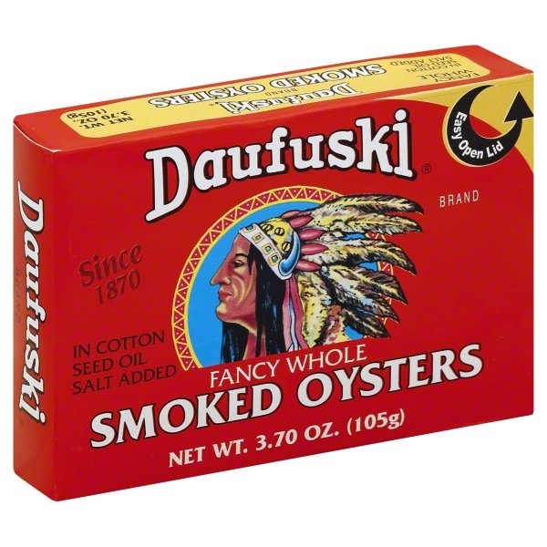 slide 1 of 1, Daufuski Smoked Oysters, 3 oz