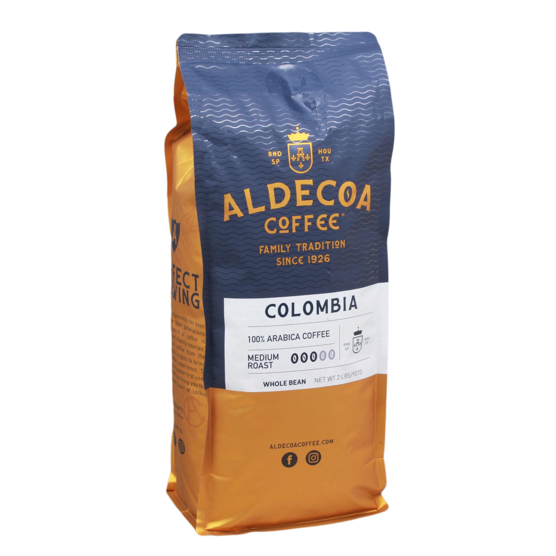 slide 1 of 1, Aldecoa Colombia Medium Roast Whole Bean Coffee, 2 lb