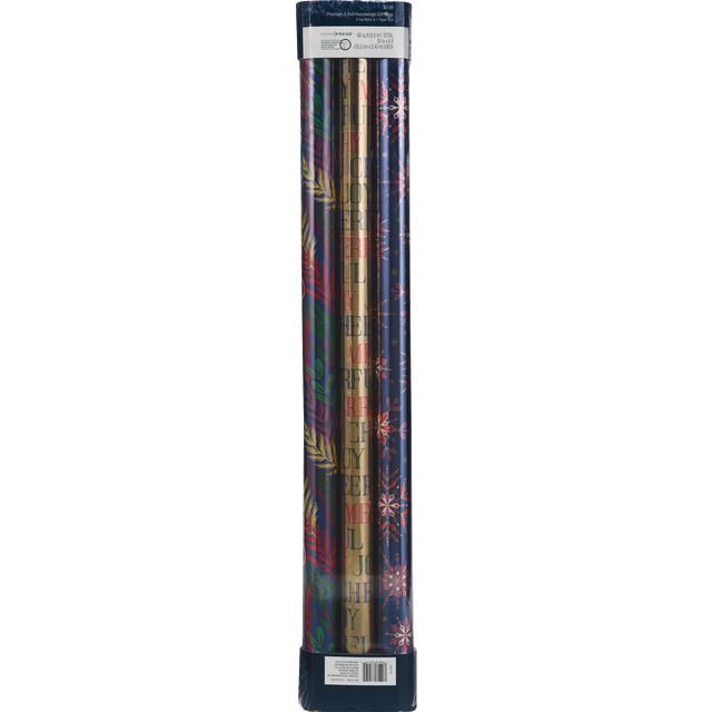 slide 1 of 1, DESIGN FOCUS 30" X 60sq 3-Roll Premium Foil & Paper Wrap Juvy, 3 ct