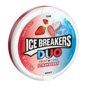 slide 1 of 1, Ice Breakers Duo Fruit + Cool Strawberry Sugar Free Mints, 1.3 oz
