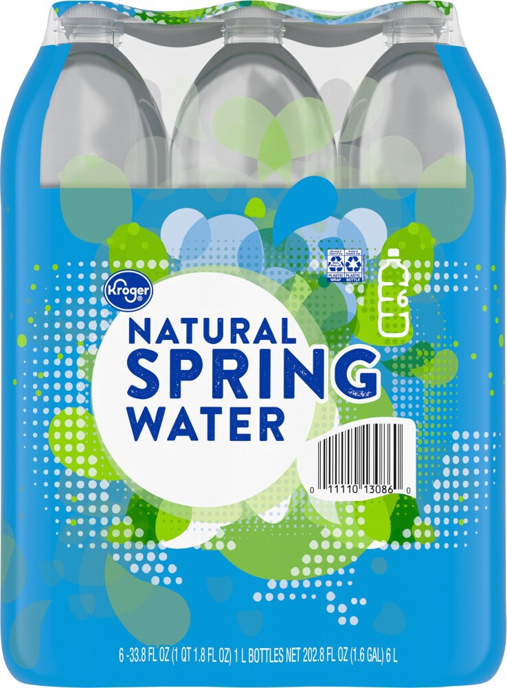 slide 2 of 2, Kroger Spring Bottled Water, 6 ct; 33.8 fl oz