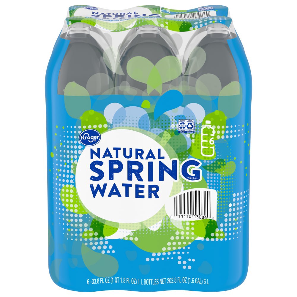 slide 1 of 2, Kroger Spring Bottled Water, 6 ct; 33.8 fl oz