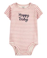 Carter's Baby Happy Baby Striped Short-Sleeve Bodysuit Red 12M
