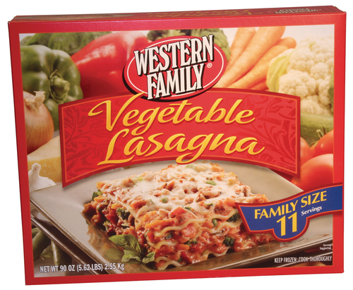 slide 1 of 1, Western Family Entree Lasagna Vegetable, 90 oz