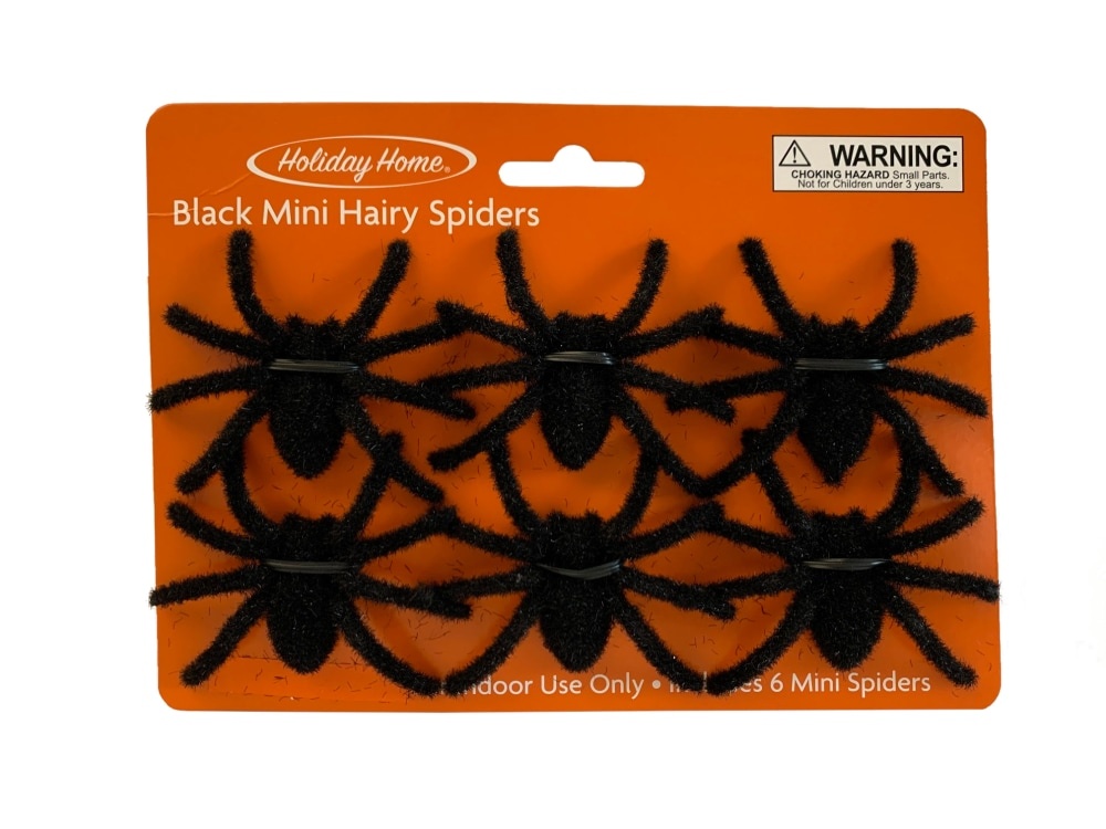 slide 1 of 1, Holiday Home Hairy Spiders - Black/Red/Gray, 6 ct