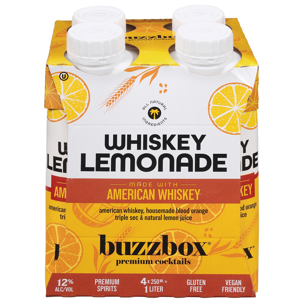 slide 6 of 10, Buzzbox Whiskey Lemonade Premium Cocktai, 4 ct
