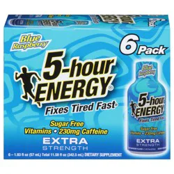 5-hour ENERGY, Extra Strength, Blue Raspberry, 6 Pack, 1.93 oz.