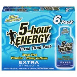 5-hour ENERGY, Extra Strength, Blue Raspberry, 6 Pack, 1.93 oz.