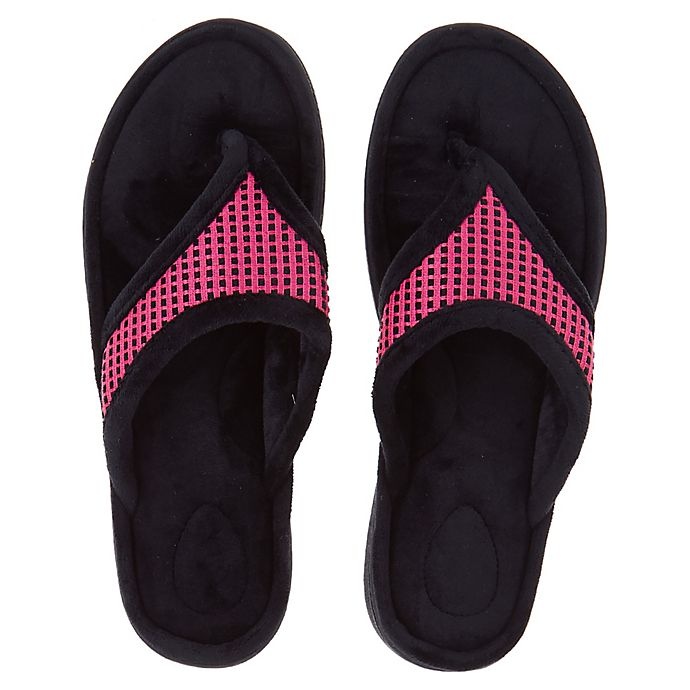 slide 1 of 3, Brookstone Large Thong Slippers - Pink, 1 ct