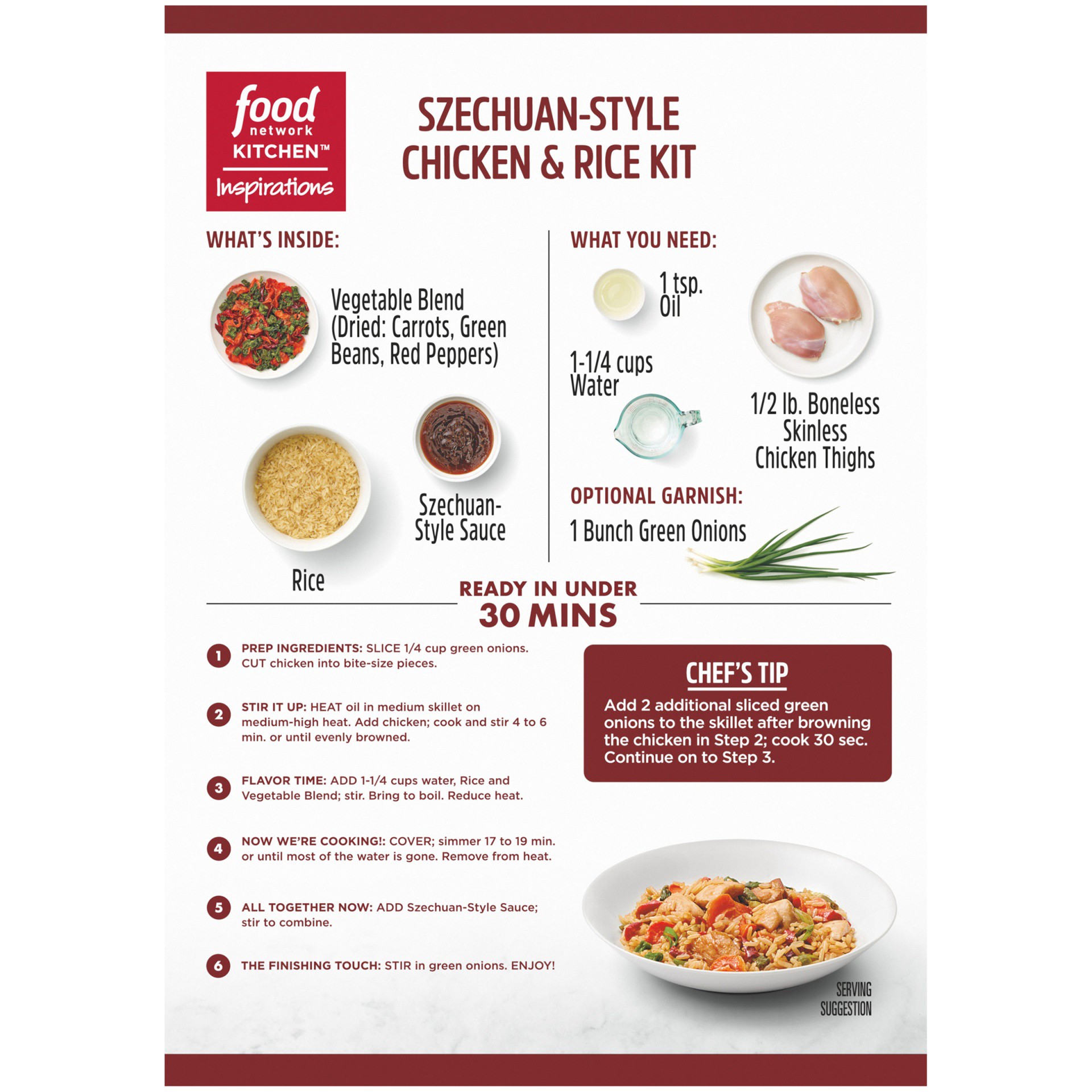 slide 8 of 12, Food Network Kitchen Inspirations Szechuan-Style Chicken & Rice Meal Kit, 6.3 oz