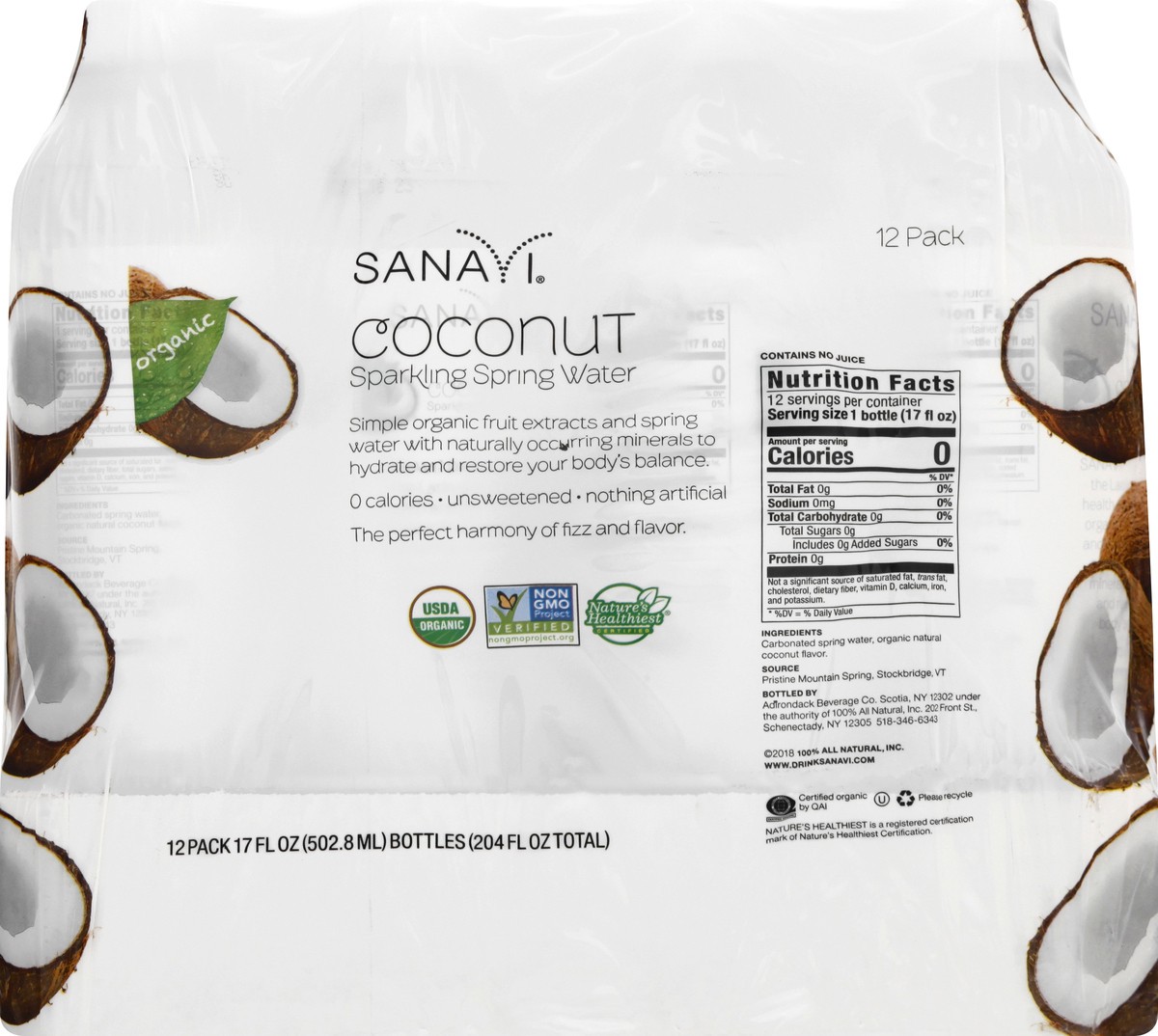 slide 5 of 9, Sanavi Coconut Sparkling Spring Water, 204 fl oz
