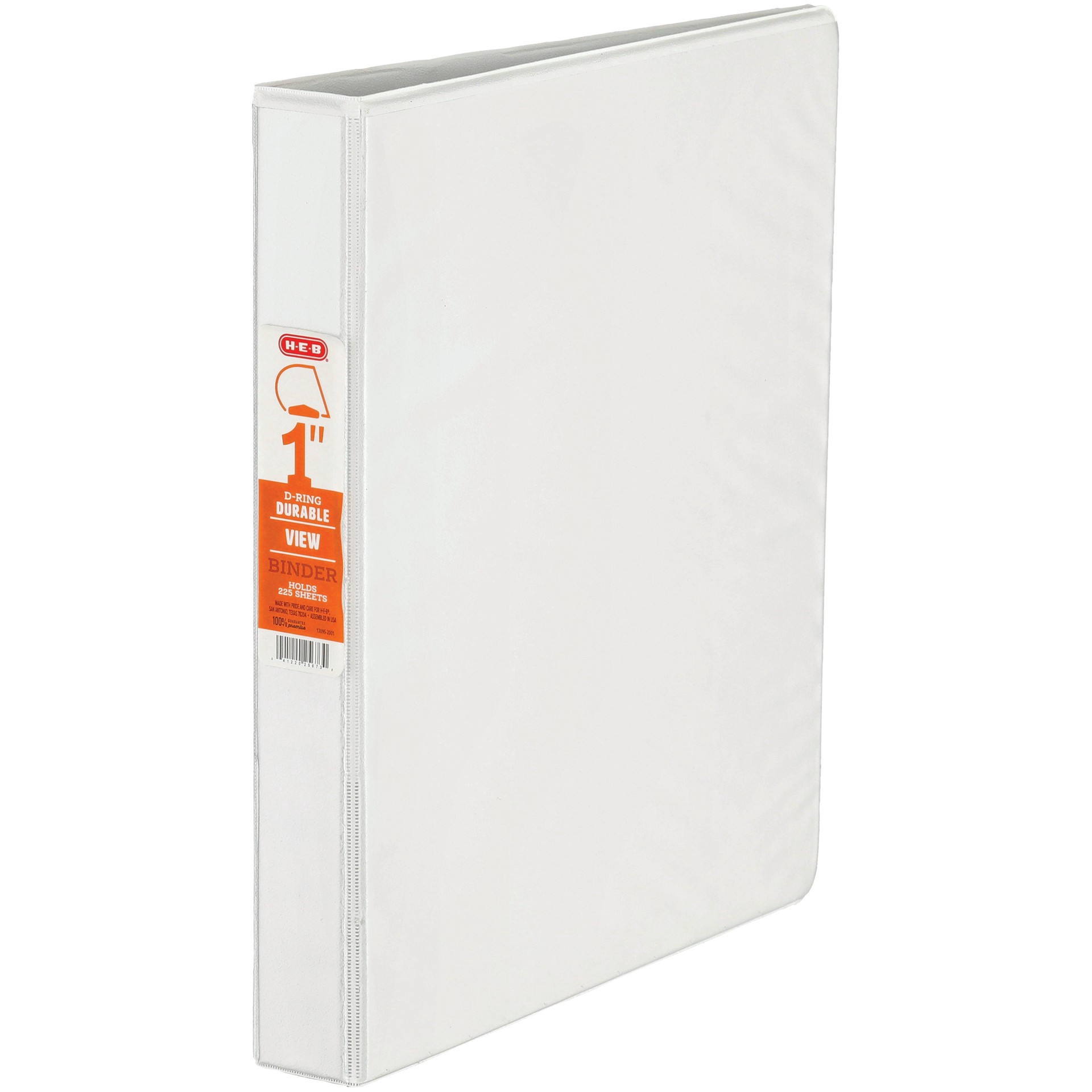 slide 1 of 1, H-E-B D-Ring Durable View Binder - White, 1 in
