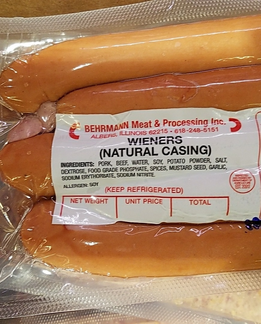 slide 1 of 1, Behrmann Smoked Natural Casing Franks, per lb