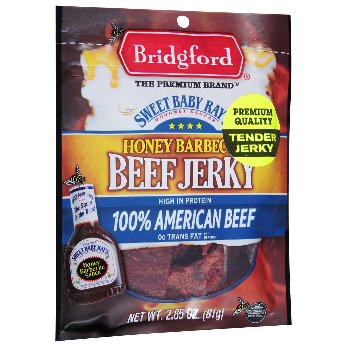 slide 8 of 9, Bridgford Sweet Baby Ray's Honey BBQ Beef Jerky, 2.85 oz, 2.85 oz
