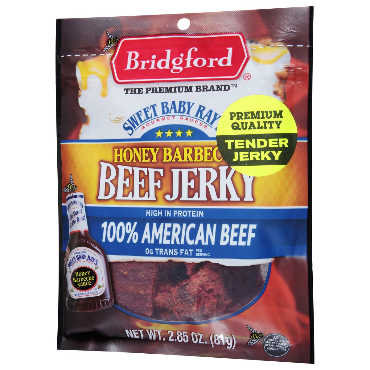 slide 3 of 9, Bridgford Sweet Baby Ray's Honey BBQ Beef Jerky, 2.85 oz, 2.85 oz