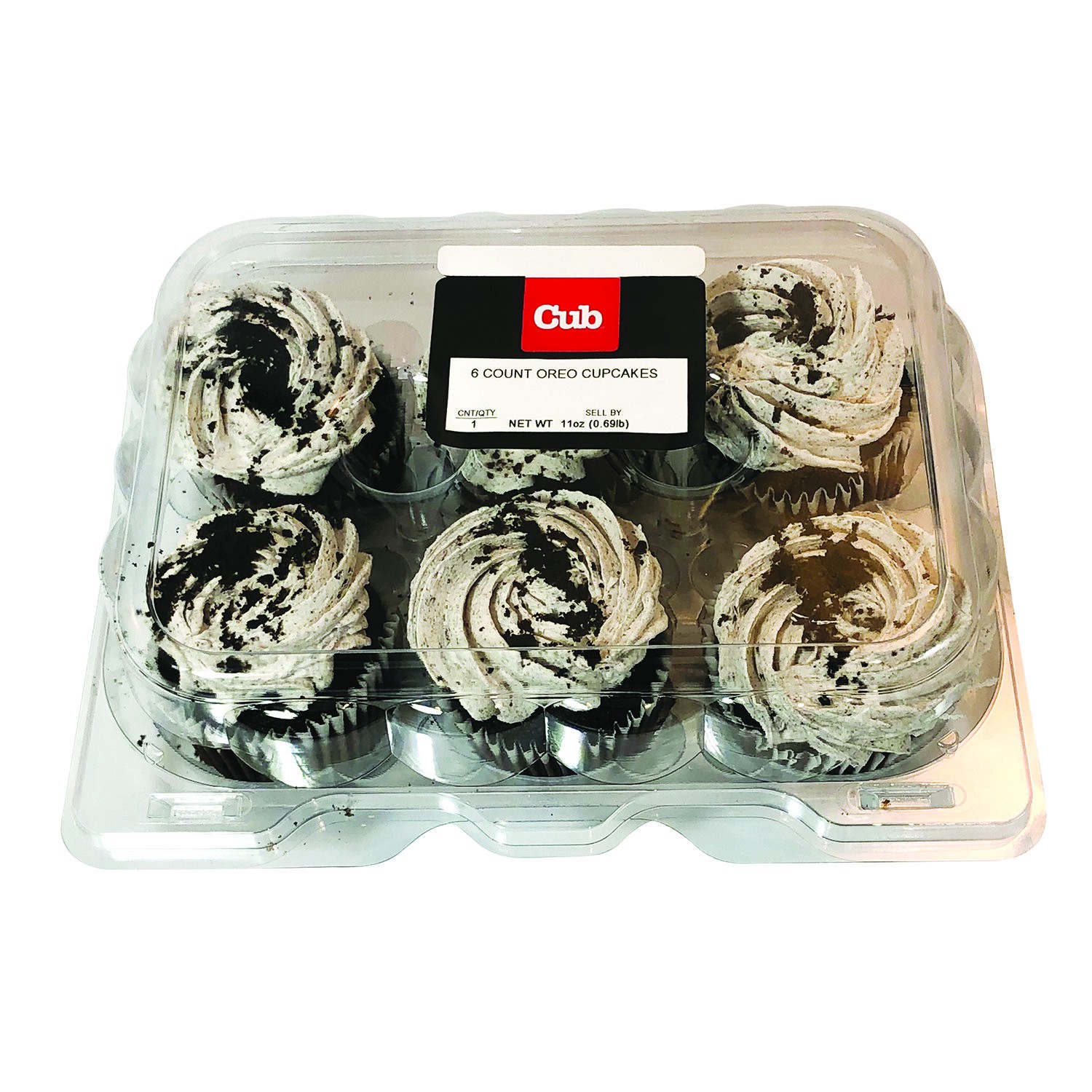 slide 1 of 1, Cub Bakery Cookies and Cream Cupcakes, 6 Each, 6 ct