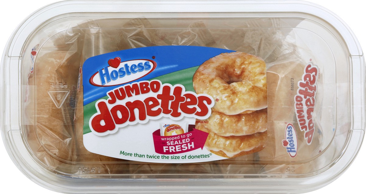 slide 2 of 5, Hostess Jumbo Donettes Glazed Cake Donuts, 6 ct; 10.5 oz