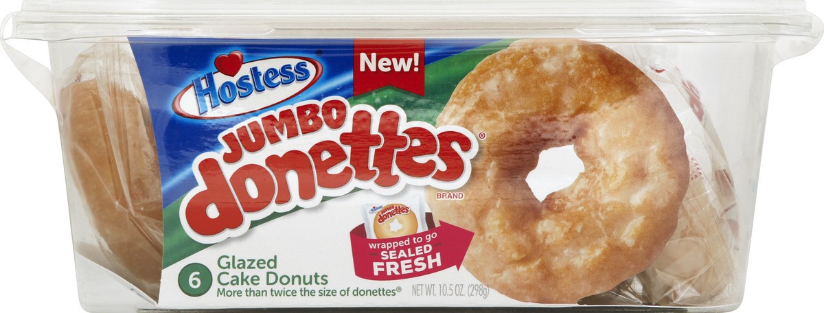 slide 5 of 5, Hostess Jumbo Donettes Glazed Cake Donuts, 6 ct; 10.5 oz