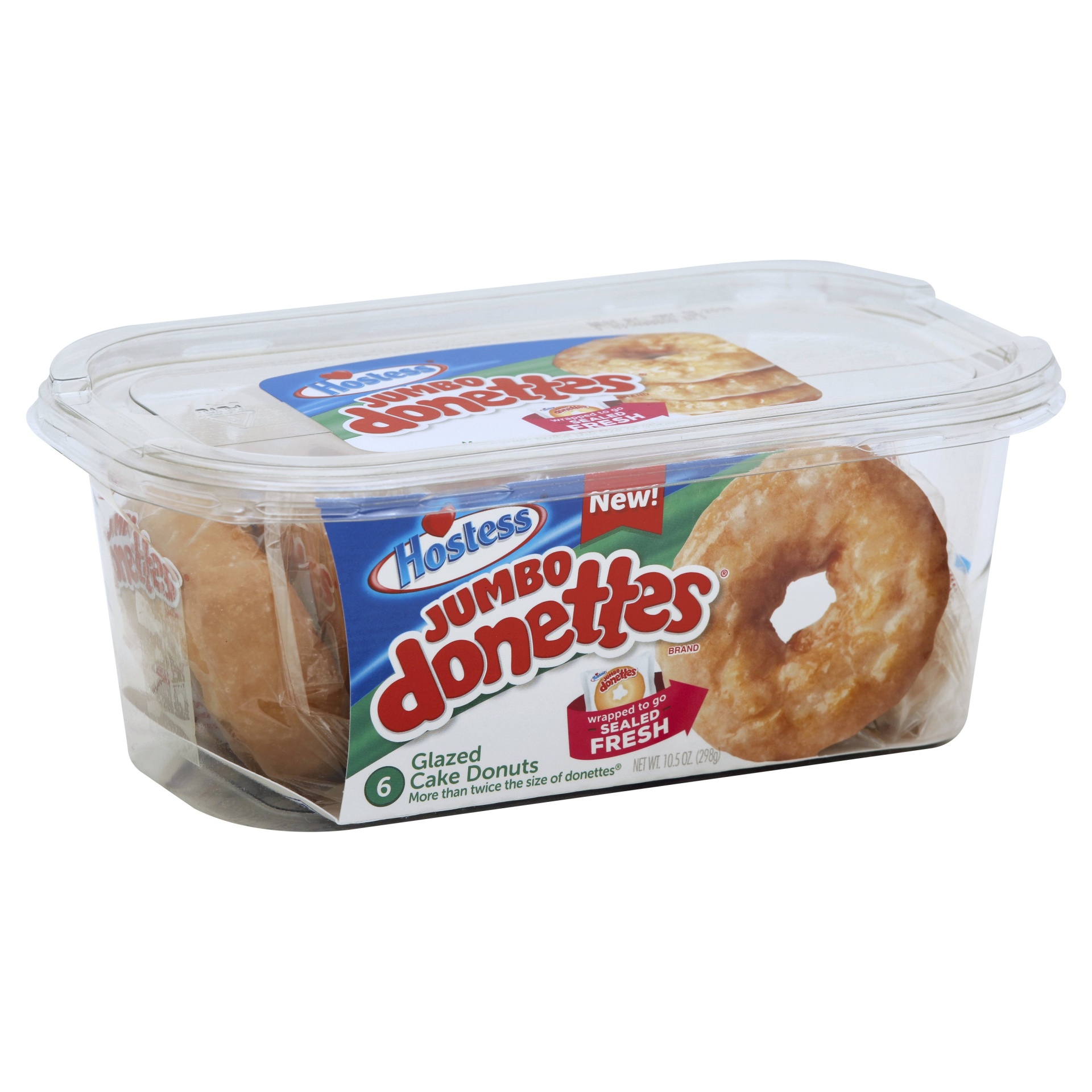 slide 1 of 5, Hostess Jumbo Donettes Glazed Cake Donuts, 6 ct; 10.5 oz