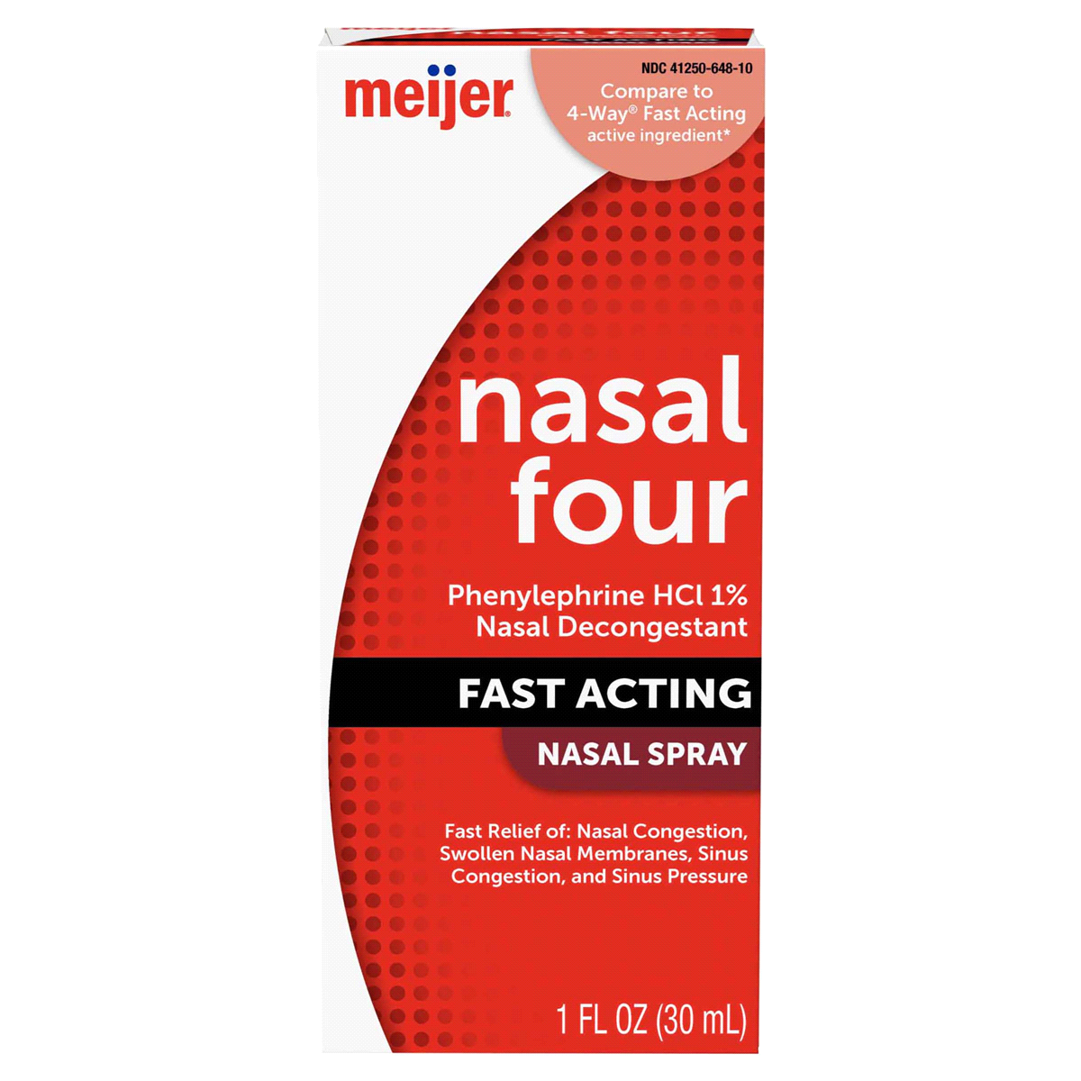 slide 1 of 29, Meijer Nasal Four Nasal Spray, Phenylephrine Hydrochloride 1%, 1 oz